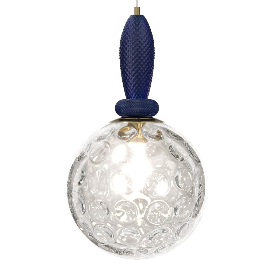 Blue Globe Pendant Ceiling Light with Dimpled Glass Effect - Vercelli