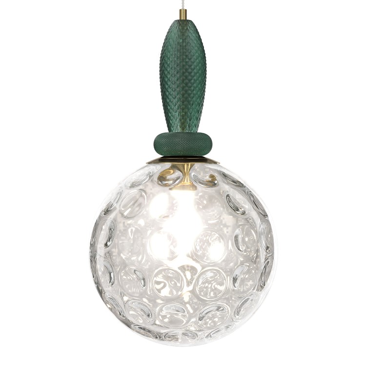 Green Globe Pendant Ceiling Light with Dimpled Glass Effect - Vercelli