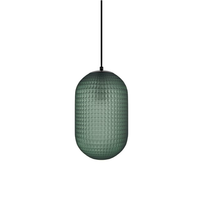 Green Textured Smoked Glass Long Pendant Light - Lugo