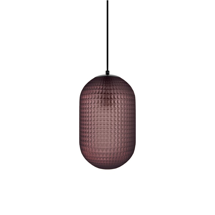 Textured Smoked Glass Long Pendant Light - Lugo