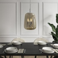 Chrome & Smoked Glass Pendant Chandelier - Cascina Chrome & Smoked Glass Pendant Chandelier - Cascina