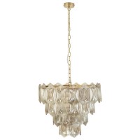 GRADE A1 - Box Opened Forentino 10 Light Gold Glass Tiered Pendant Chandelier