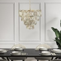 10 Light Gold Glass Tiered Pendant Chandelier - Forentino