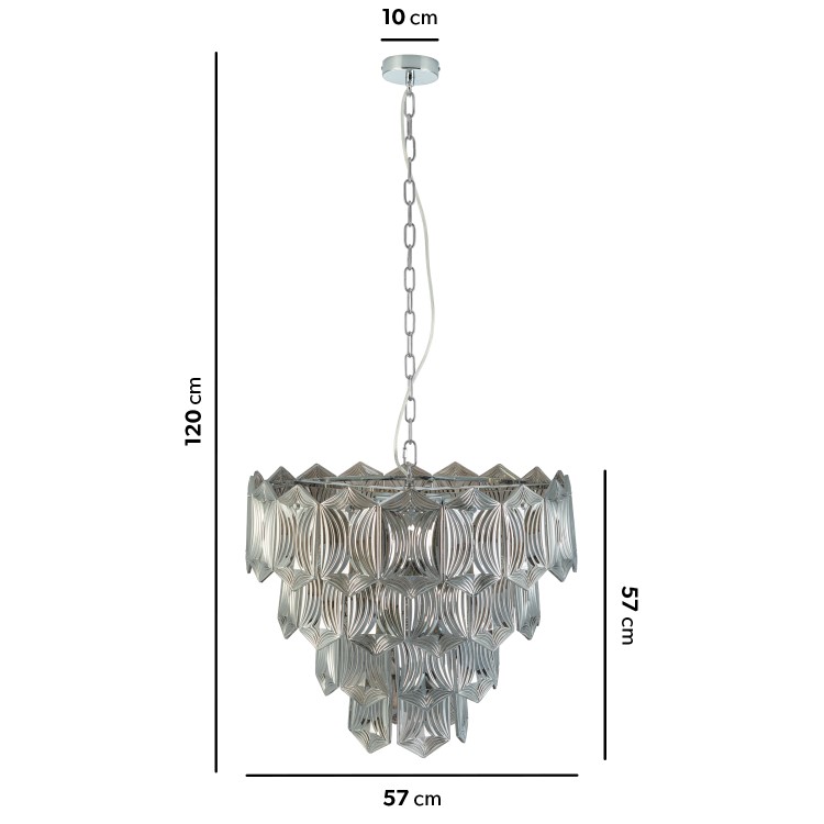 ONLY OPENED - Forentino 10 Light Smoked Glass Tiered Pendant Chandelier