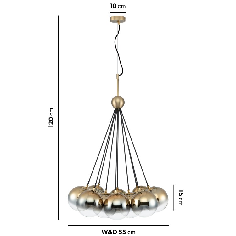 10 Bulb Ball Cluster Pendant- Salerno  