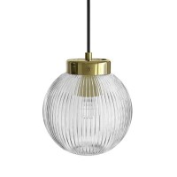 GRADE A1 - Box Opened Georgia Ribbed Round Lantern Pendant Light with Brass Finish