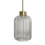 GRADE A2 - Lawrence Smoked Ribbed Glass Gold Pendant Light