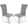 GRADE A1 - Orion Pair of Chairs in Silver Velvet with Mirrored Legs - By Vida Living