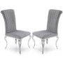 Set of 2 Silver Velvet Chairs with Mirrored Legs - By Vida Living