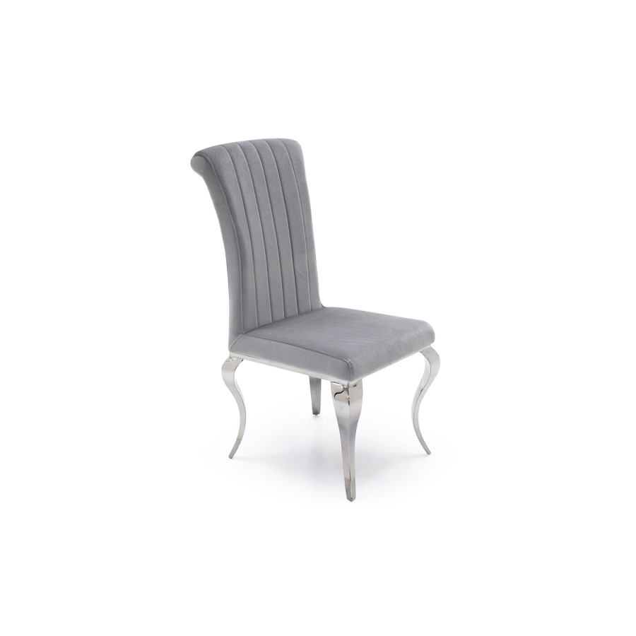 Set of 2 Silver Velvet Chairs with Mirrored Legs - By Vida Living