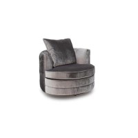 Nicolette Swivel Chair in Silver Velvet - Vida Living