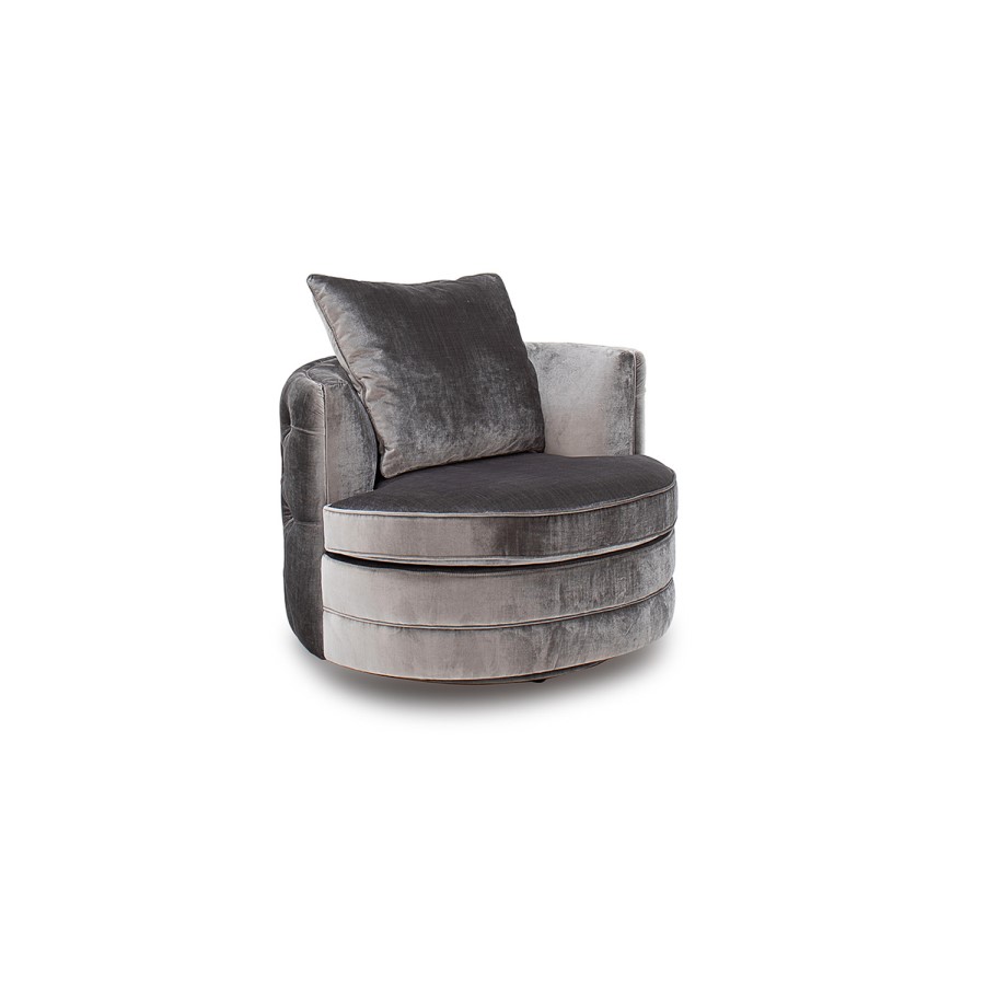 Nicolette Swivel Chair in Silver Velvet - Vida Living