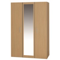 One Call Furniture Oak 3 Door Mirror Wardrobe