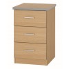 GRADE A2 - One Call Furniture Oak 3 Drawer Bedside Chest