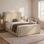 Beige Upholstered King Side Lift Ottoman Bed - Joan