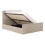 Beige Upholstered King Side Lift Ottoman Bed - Joan
