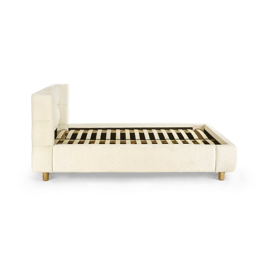 Cream Boucle Upholstered Double Bed Frame - Julian Bowen
