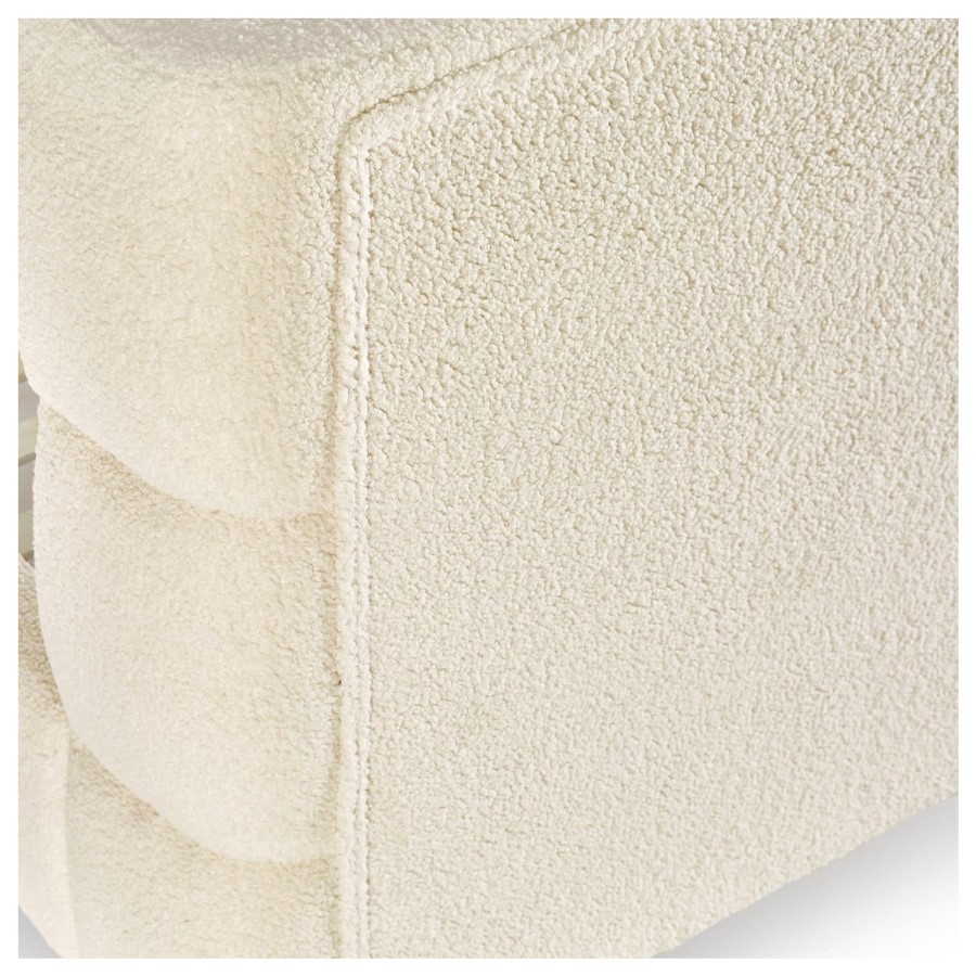 Cream Boucle Upholstered Double Bed Frame - Julian Bowen