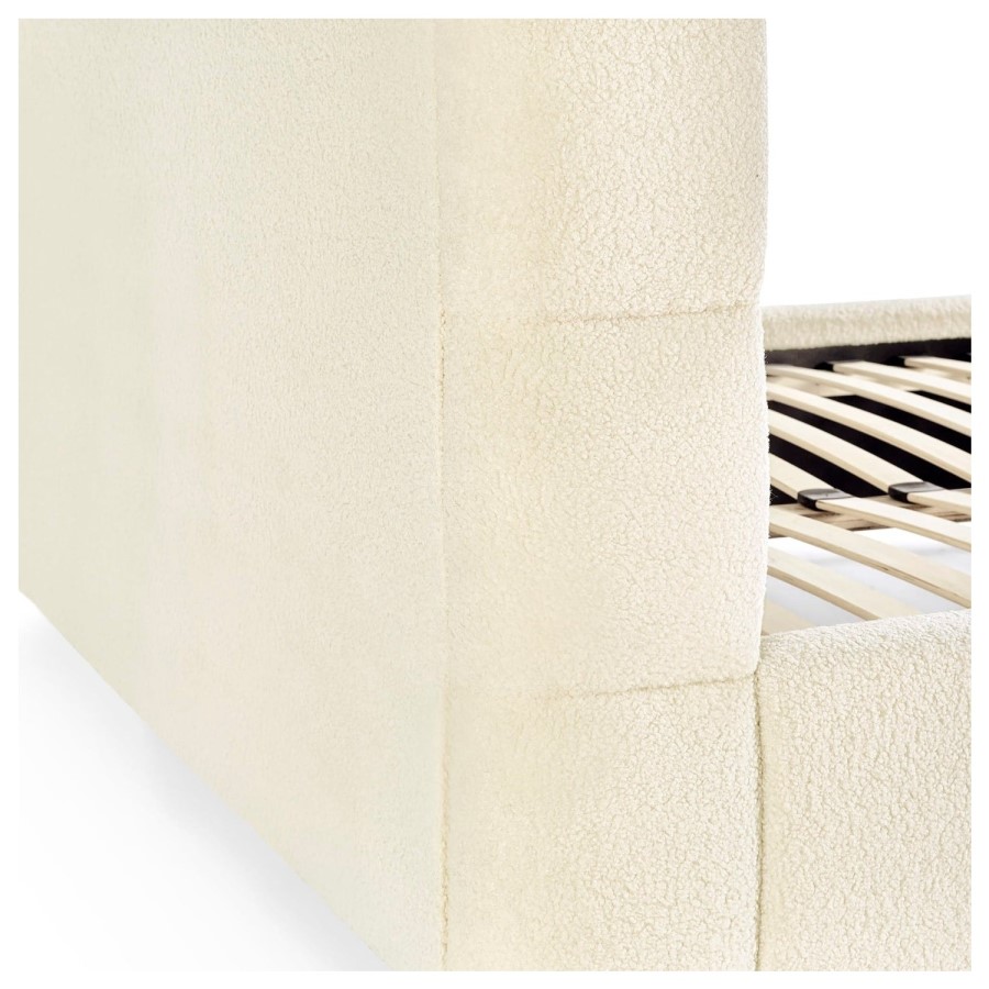 Cream Boucle Upholstered Double Bed Frame - Julian Bowen