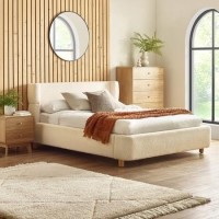 Cream Boucle Upholstered Double Bed Frame - Julian Bowen