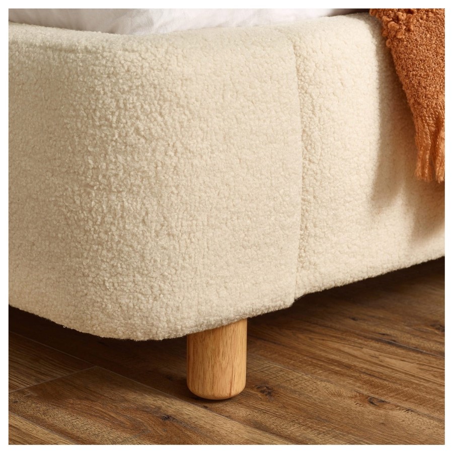 Cream Boucle Upholstered Double Bed Frame - Julian Bowen