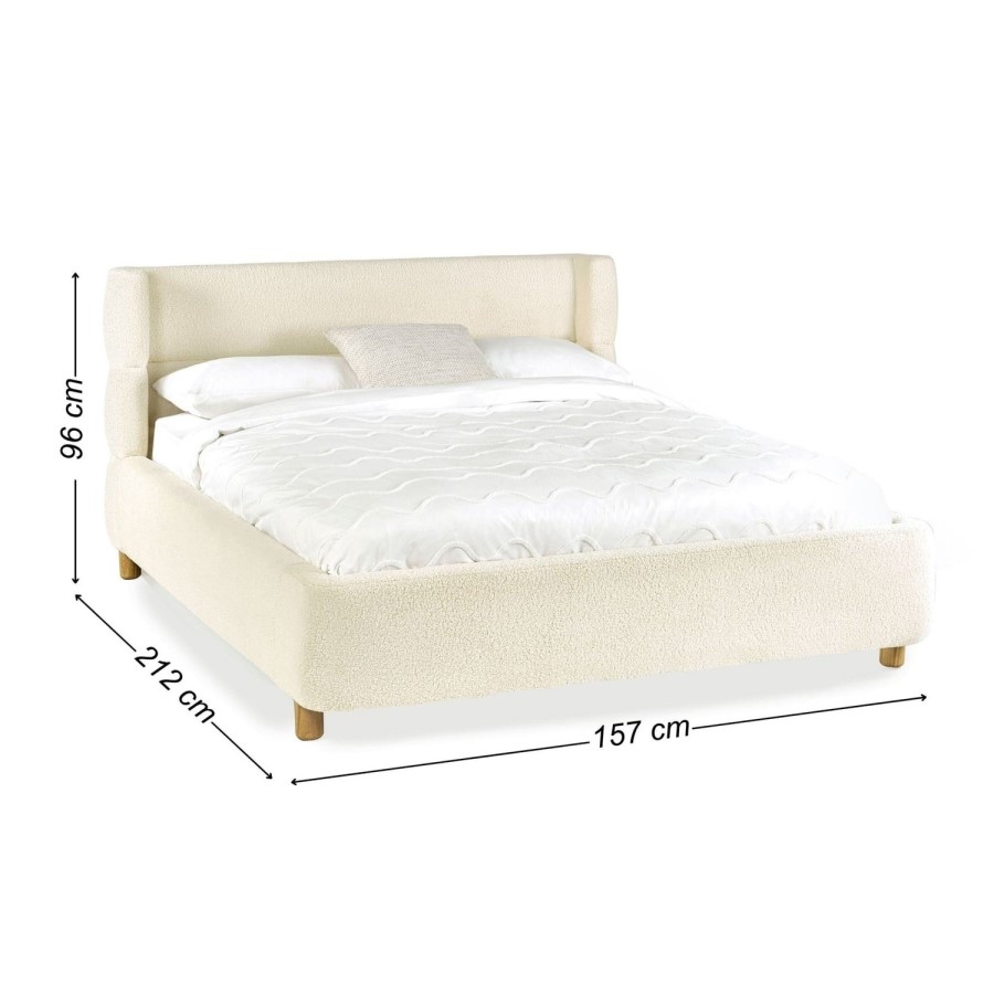 Cream Boucle Upholstered Double Bed Frame - Julian Bowen
