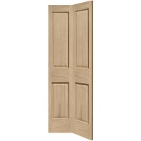 Internal Oak Victorian 4 Panel Bi-Fold Door - Unfinished, 1981 x 686 x 35 mm