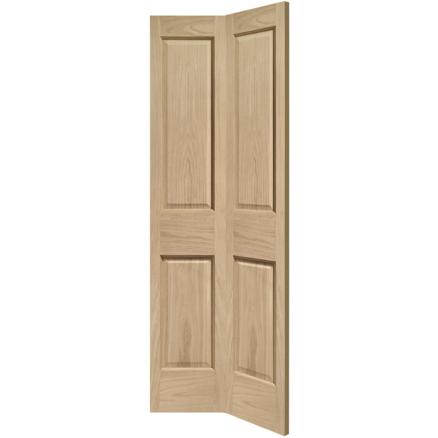 Internal Oak Victorian 4 Panel Bi-Fold Door - Unfinished, 1981 x 686 x 35 mm