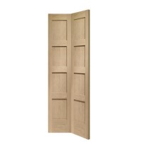 Internal Oak Shaker 4 Panel Bi-Fold Door - Unfinished, 1981 x 762 x 35 mm