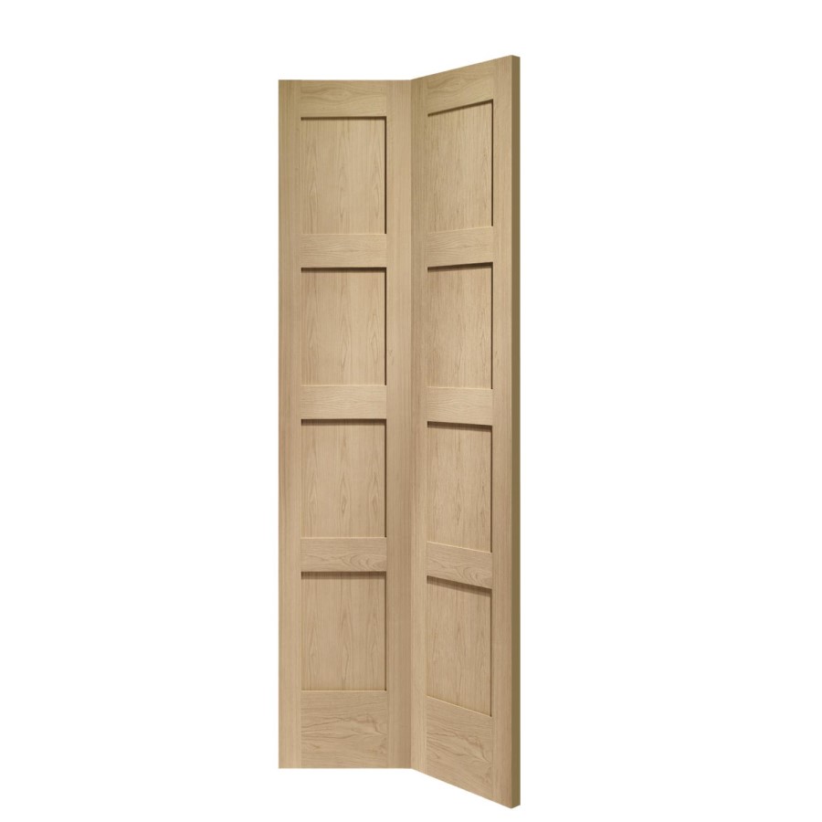 Internal Oak Shaker 4 Panel Bi-Fold Door - Unfinished, 1981 x 762 x 35 mm