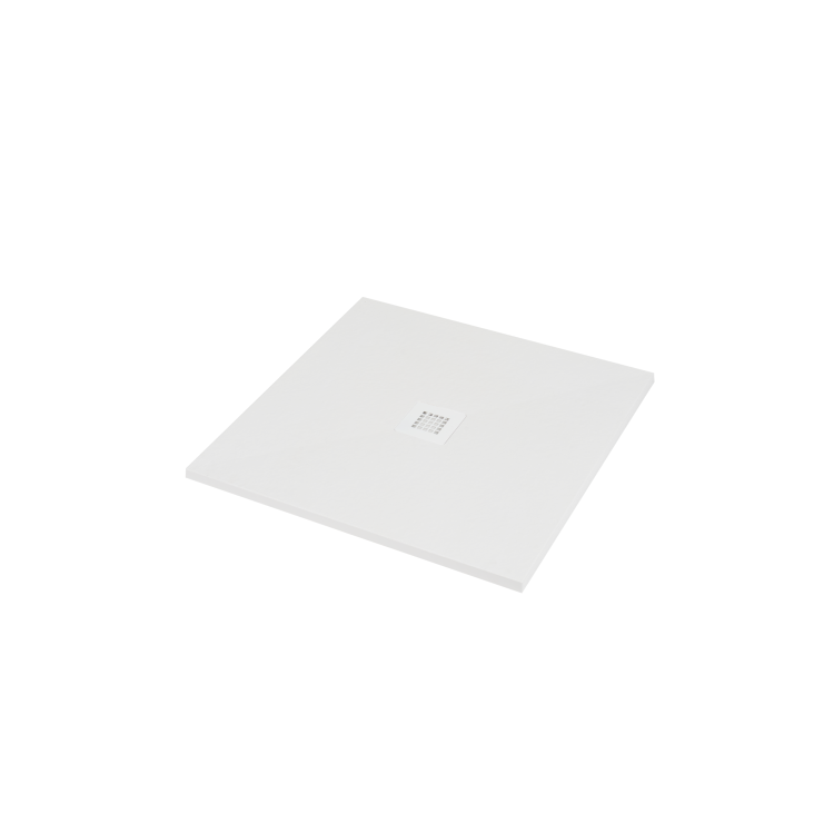 800x800mm Square Shower Tray with Waste - White Slate Effect - Pearl