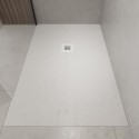 OBN1080100 1000x800mm Rectangular Shower Tray 27mm with Grate - White Stone Resin Slate Effect - Sileti