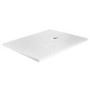 1000x800mm Stone Resin White Slate Effect Low Profile Rectangular Shower Tray with Grate - Sileti