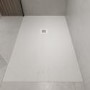 1400x900mm Rectangular Shower Tray with Grate - White Stone Resin Slate Effect - Sileti