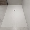 OBN1480100 1400x800mm Rectangular Shower Tray 27mm with Grate - White Stone Resin Slate Effect - Sileti