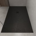 OBN1290010 1200x900mm Rectangular Shower Tray 27mm with Grate - Black Stone Resin Slate Effect - Sileti