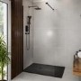 1200x900mm Stone Resin Black Slate Effect Low Profile Rectangular Shower Tray with Grate - Sileti