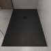 1400x800mm Stone Resin Black Slate Effect Low Profile Rectangular Shower Tray with Grate - Sileti
