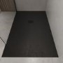 1000x800mm Stone Resin Black Slate Effect  Rectangular Shower Tray with Grate - Sileti