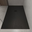 OBN1280010 1200x800mm Rectangular Shower Tray 27mm with Grate - Black Stone Resin Slate Effect - Sileti