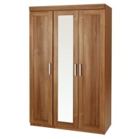One Call Furniture Andante 3 Door Mirror Wardrobe in Natural Aida Walnut