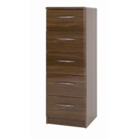 One Call Furniture Murano 5 Drawer Tall Boy in Walnut Gloss