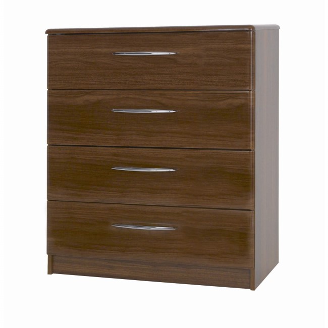 One Call Furniture Murano 4 Drawer Chest in Walnut Gloss