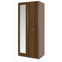 One Call Furniture Murano Mirror Wardrobe in Walnut Gloss