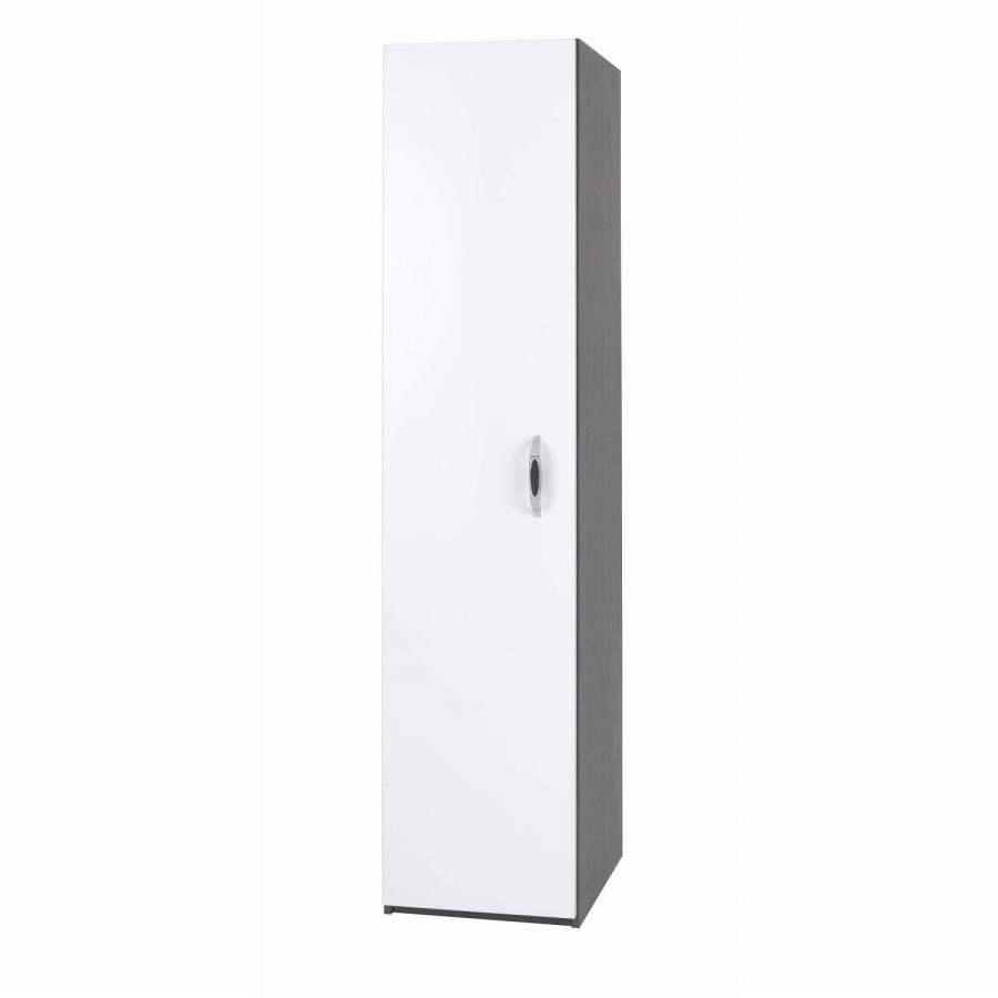 One Call Furniture Piano Single Wardrobe in Matt Black/White Gloss