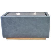 Outdoor Contemporary Cement LED Cube Water Feature - Ivyline 