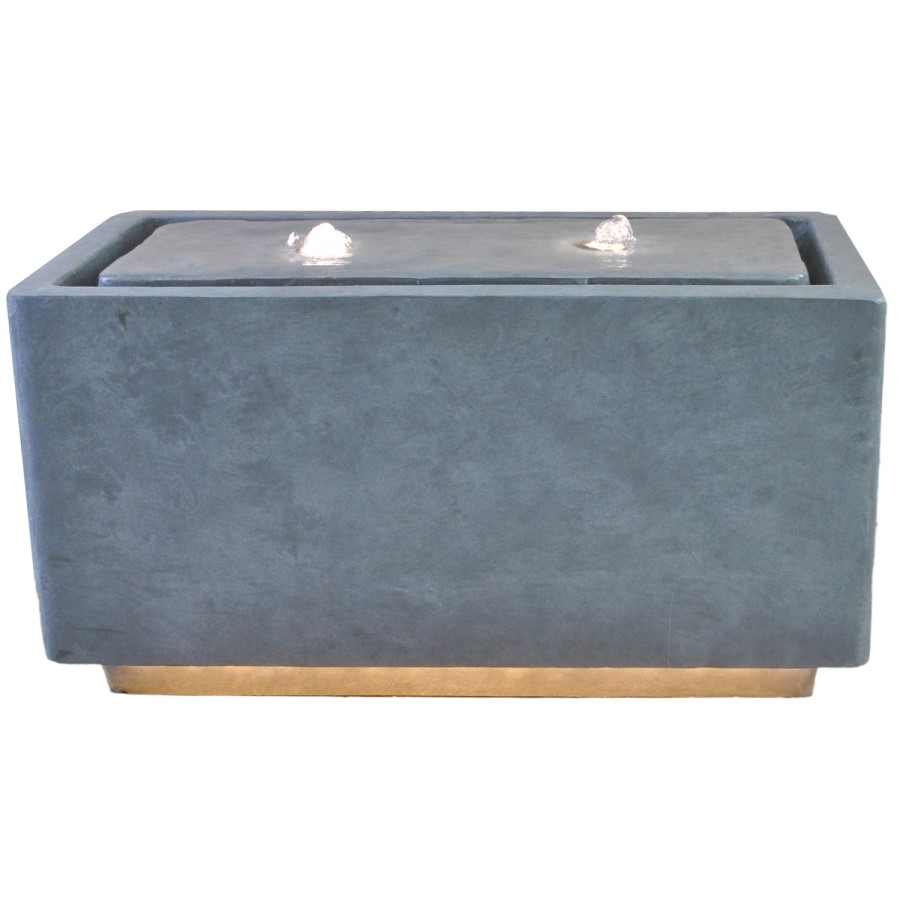 Outdoor Contemporary Cement LED Cube Water Feature - Ivyline 