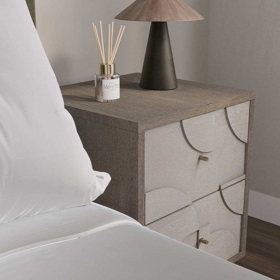 ALMOST PERFECT - Octavia 2 Drawer Bedside Table in Wood