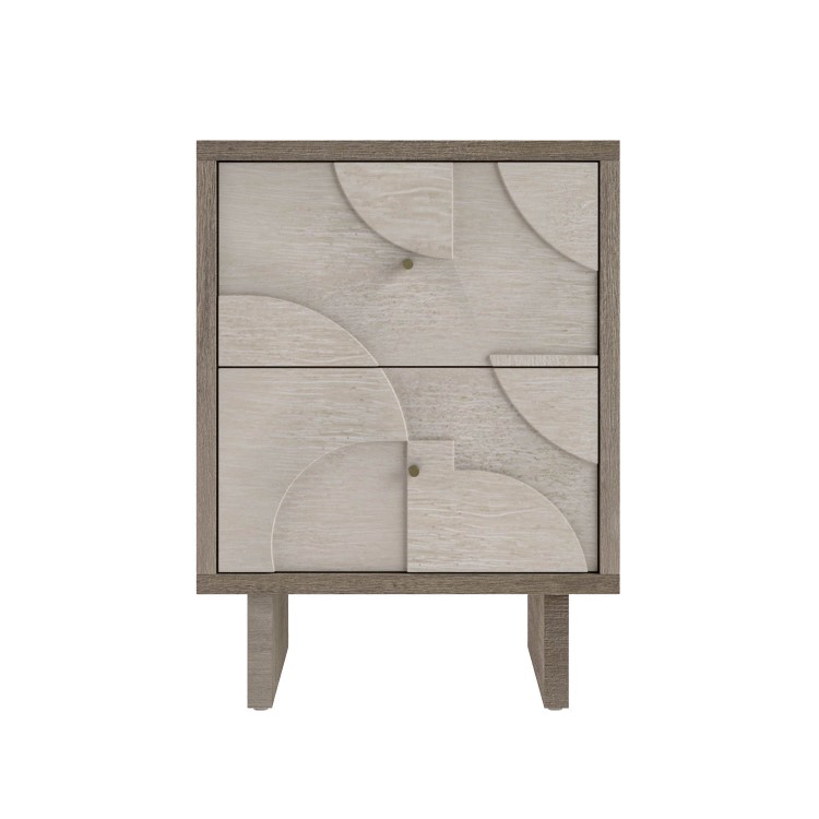 Mango Wood 2-Drawer Patterened Bedside Table - Octavia