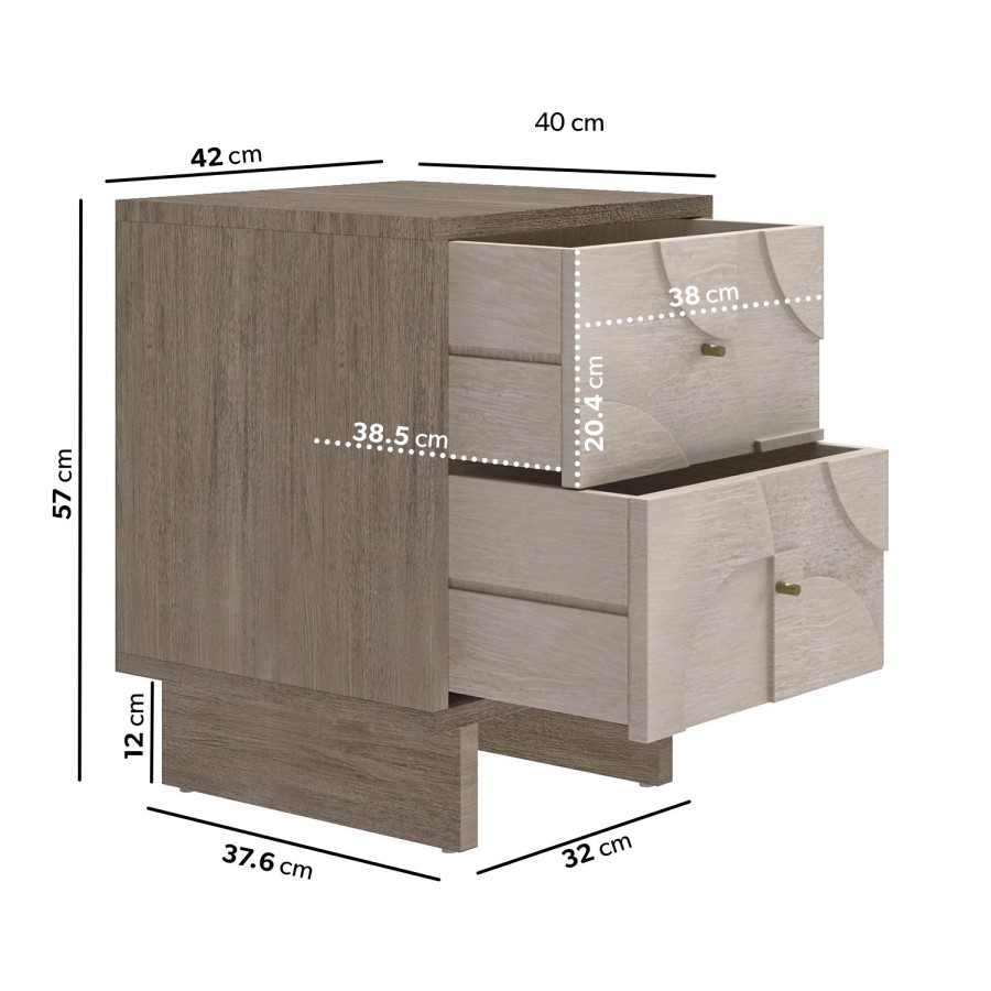 ALMOST PERFECT - Octavia 2 Drawer Bedside Table in Wood